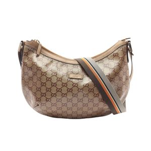【중고】 Gucci 구찌 숄더백 GG 크리스탈 181092 브라운 PVC 코팅 캔버스 레더 GG 크리스탈 숄더백 여성용 Used B