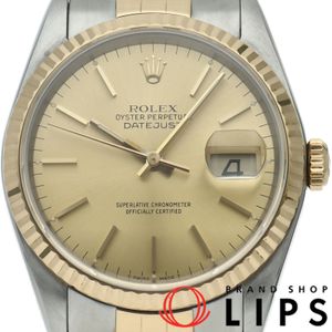 勞力士 Datejust 男士腕錶 16233(E) - 附錶盒、保固卡，18K 黃金/不鏽鋼材質，香檳色顏色，1991 年款，成色極佳 [二手]
