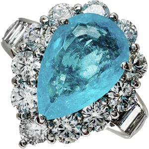Size 13.5, Mitsukoshi, Mozambique Paraiba Tourmaline 2.60ct, Diamond 1.83ct, Pt900 Platinum, 14.4g, Women's, [Used]