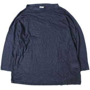 Violet Buffalo Wallows (Made in Japan) Boat Neck High Gauge Linen Knit Sweater, Size M, Navy, Three-Quarter Sleeves, DRESSTERIOR Top [Used] [Violet Buffalo Wallows]