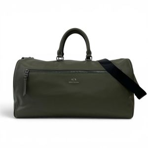 Excellent condition ▲ ARMANI EXCHANGE faux leather large capacity 2-way Boston bag with logo, khaki, men's.