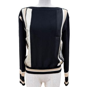 Mint condition ☆ HERMES 3E2801D7 Ex-Libris Silk Cashmere Twillaine Long-Sleeve Knit Sweater, Black, Size 34, Made in Italy, Authentic, Women's
