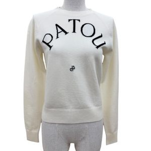 Unused item☆PATOU KN1108045001W Wool Blend Front Logo Jumper Long Sleeve Knit Top Ivory S Authentic Women's