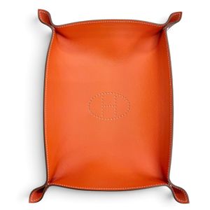 全新未使用 △HERMES Vide Poche Mise et Lance Desk,Taurillon Clemence 皮革,Tuile Rouge H 紅色,銀色五金,帶托盤,W 印記,法國製造,女士款,帶包裝盒,零售價 127,600 日元