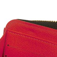 중고 LOUIS VUITTON 루이비통 지피 월렛 쿠사마 야요이 브라운 레드 라운드 지퍼 컴파트먼트 지폐 지갑 카드 지갑 동전 지갑 구형 모노그램 펌킨 도트 루즈 장지갑 M60450
