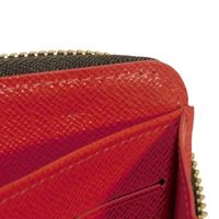 중고 LOUIS VUITTON 루이비통 지피 월렛 쿠사마 야요이 브라운 레드 라운드 지퍼 컴파트먼트 지폐 지갑 카드 지갑 동전 지갑 구형 모노그램 펌킨 도트 루즈 장지갑 M60450