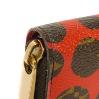 중고 LOUIS VUITTON 루이비통 지피 월렛 쿠사마 야요이 브라운 레드 라운드 지퍼 컴파트먼트 지폐 지갑 카드 지갑 동전 지갑 구형 모노그램 펌킨 도트 루즈 장지갑 M60450