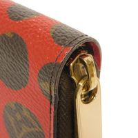 중고 LOUIS VUITTON 루이비통 지피 월렛 쿠사마 야요이 브라운 레드 라운드 지퍼 컴파트먼트 지폐 지갑 카드 지갑 동전 지갑 구형 모노그램 펌킨 도트 루즈 장지갑 M60450