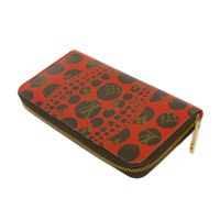 중고 LOUIS VUITTON 루이비통 지피 월렛 쿠사마 야요이 브라운 레드 라운드 지퍼 컴파트먼트 지폐 지갑 카드 지갑 동전 지갑 구형 모노그램 펌킨 도트 루즈 장지갑 M60450