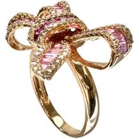 Size 12 RIBON Design Ring with 1.55ct Pink Sapphire and 0.45ct Diamonds, K18PG Pink Gold, 5.2g, Women's [Pre-owned]