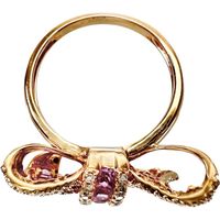 Size 12 RIBON Design Ring with 1.55ct Pink Sapphire and 0.45ct Diamonds, K18PG Pink Gold, 5.2g, Women's [Pre-owned]