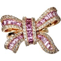 Size 12 RIBON Design Ring with 1.55ct Pink Sapphire and 0.45ct Diamonds, K18PG Pink Gold, 5.2g, Women's [Pre-owned]