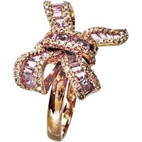 Size 12 RIBON Design Ring with 1.55ct Pink Sapphire and 0.45ct Diamonds, K18PG Pink Gold, 5.2g, Women's [Pre-owned]