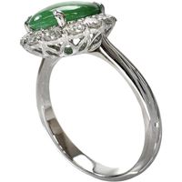 Size 12, Jadeite 2.016ct, Diamond 0.64ct, Ring, K18WG White Gold, 4.3g, Women's [Used]