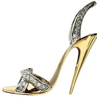 High heel motif diamond 0.17ct pendant top, K18 gold/Pt900 platinum, 5.2g, women's. [Used]