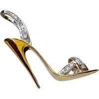 High heel motif diamond 0.17ct pendant top, K18 gold/Pt900 platinum, 5.2g, women's. [Used]