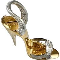 High heel motif diamond 0.17ct pendant top, K18 gold/Pt900 platinum, 5.2g, women's. [Used]
