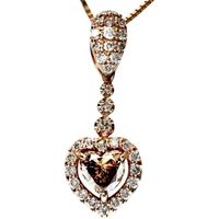 Braun diamond (heart shape) 0.32ct, diamond 0.25ct necklace, K18PG pink gold, 3.8g, 45cm, women's. [Used]