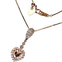 Braun diamond (heart shape) 0.32ct, diamond 0.25ct necklace, K18PG pink gold, 3.8g, 45cm, women's. [Used]