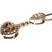 Braun diamond (heart shape) 0.32ct, diamond 0.25ct necklace, K18PG pink gold, 3.8g, 45cm, women's. [Used]