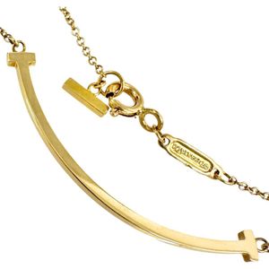 TIFFANY & Co. T 스마일 스몰 목걸이 K18YG 옐로우 골드 2.9g 41/45.5cm 여성용 【중고】