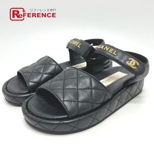 CHANEL Matelassé Logo Coco Mark Sandals