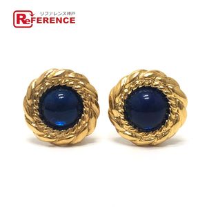 CHANEL Gripoix Blue Cabochon Earrings