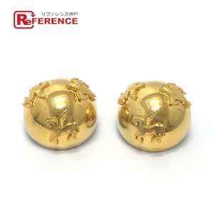 HERMES Pegasus Dome-Shaped Round Earrings