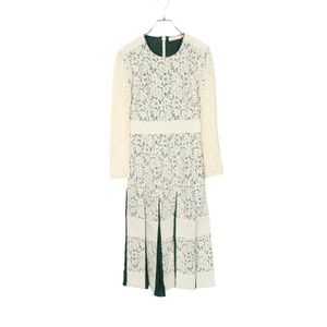 [Used] Tory Burch Dress, Lace, Long Sleeve, Green/White, Cotton, Women's, Used A