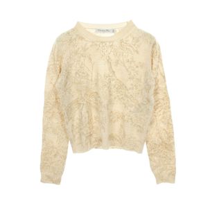 [Used] Dior Crew Neck Embroidered Knit 314S45AM902 WH Cashmere Knit Women's Used A