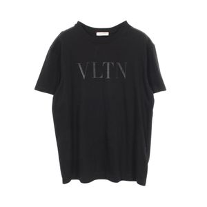 [Used] Valentino Short-Sleeve T-Shirt, VLTN Logo Print, Crew Neck, Black Cotton T-Shirt, Men's, Used A