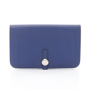 [Used] Hermes HERMES Bi-fold Long Wallet Dogon GM TBX002AC Blue Royal Leather Dogon GM Bi-fold Long Wallet Blue Royal Women's Used A