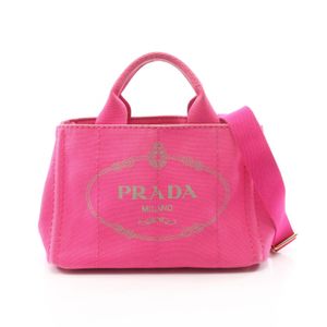 【中古】 プラダ PRADA トートバッグ CANAPA カナパ ミニ 2WAY ピンク/グレー キャンバス カナパ ミニ レディース Used B