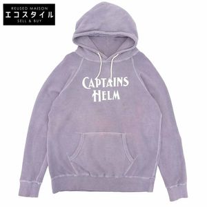 Captains Helm Logo Pullover Hoodie, 100% Cotton, Men's Top, Purple, Size L (Used)