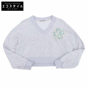 Maldi Mekludi Cotton V-neck Clover Crop Sweater Top, Women's, Gray, One Size (Used)