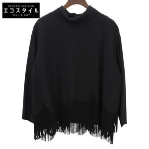 Marc Jacobs silk blend fringe blouse top, women's, black, size 6 (used)