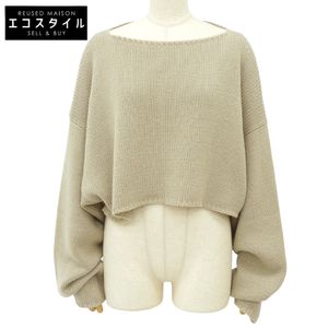 Salvam Long Sleeve Cropped Knit Top, Women's, Wool Blend, Beige, Size S (Used)