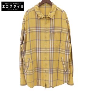 Deuxième Classe check zip-up shirt top for women, yellow x Braun - [Used]