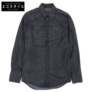 Dsquared2 Cotton Coated Denim Long Sleeve Western Shirt Jacket, Men's, Black, Size 42 (Used)