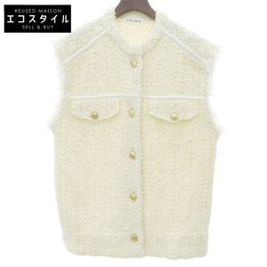 LOUNIE Tweed-look Knit Vest, Women's, White, Size F (Used) - Excellent Condition