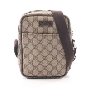 [중고] Gucci 구찌 숄더백 GG 플러스 122754 베이지/브라운 PVC 코팅 캔버스 레더 GG 수프림 숄더백 여성용 Used B
