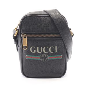 [중고] Gucci 구찌 숄더백 웹 라인 574803 블랙 레더 로고 프린트 숄더백 유니섹스 Used A