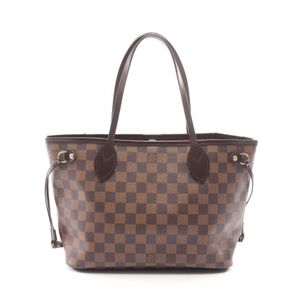 【二手】LOUIS VUITTONNeverfull PM 手提包，Damier Ebene 帆布，N51109，PVC 塗層帆布，皮革，女士，二手