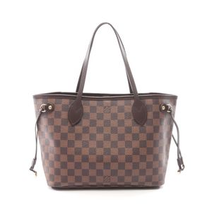【二手】LOUIS VUITTONNeverfull PM 手提包，Damier Ebene 帆布，N51109，PVC 塗層帆布，皮革，女士，二手