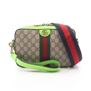 [중고] Gucci 구찌 숄더백 GG 수프림 쉐리 라인 699439･525040 베이지/그린 PVC 코팅 캔버스 레더 GG 수프림 쉐리 라인 숄더백