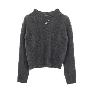 [Used] Chanel CHANEL Knit with Coco Mark Buttons P77661K11192 Gray Wool Cashmere Knit Women's Used A
