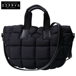 Moncler 2024 MINI CARADOC Black Quilted Nylon Rubber Logo 2-Way Down Tote Bag - [Used]