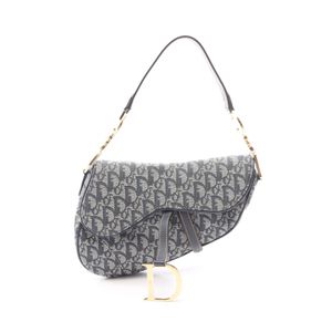 [Used] Dior Saddle Bag Trotter Navy/Ivory Canvas Leather Trotter Saddle Bag Women's Used A
