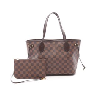 【二手】LOUIS VUITTONNeverfull PM 手提包，Damier Ebene 帆布，N41359，PVC 塗層帆布，皮革，女士，二手 A