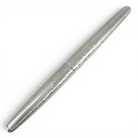 美品▲PLATINUM プラチナ ペン先K18WG 唐草模様 細字 カートリッジ式 ヴィンテージ 万年筆 筆記具 シルバー メンズ